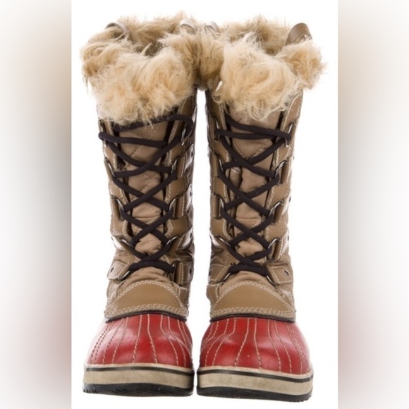 Sorel Shoes - Sorel Women's Tan and Red Waterproof Winter Boots, Like New, Women’s Size 11